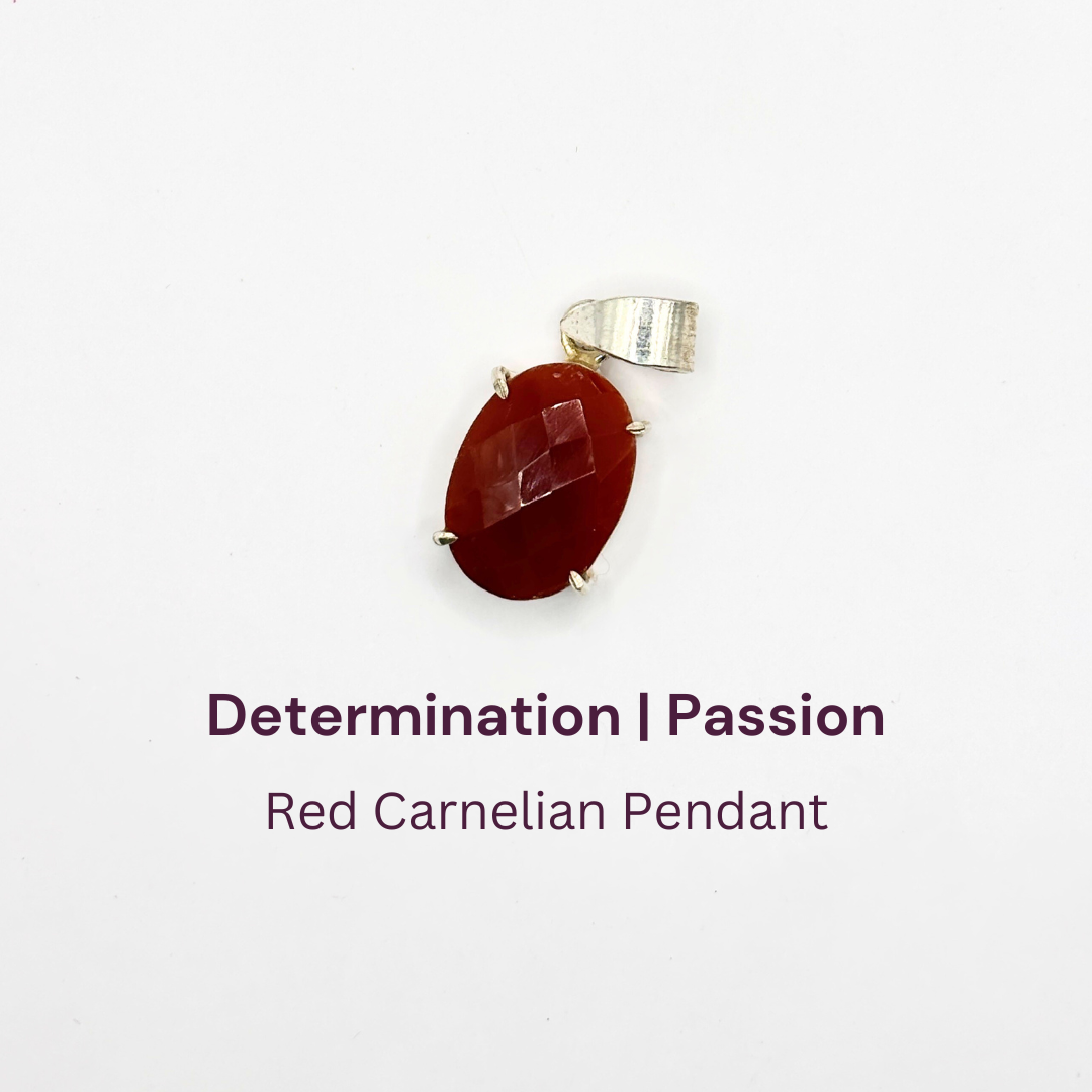 Red Carnelian Diamond cut Pendant- Oval Shape