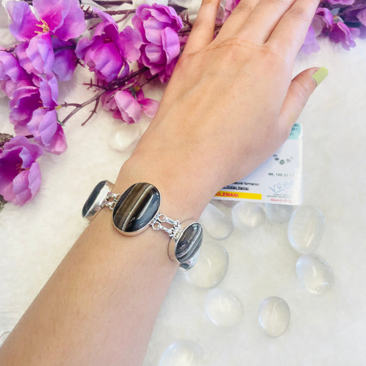 Natural Sulemani Aqeeq/ Hakik Chain Bracelet- D11