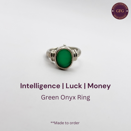 Green Onyx Pure Silver Ring - Lab Tested & Certified