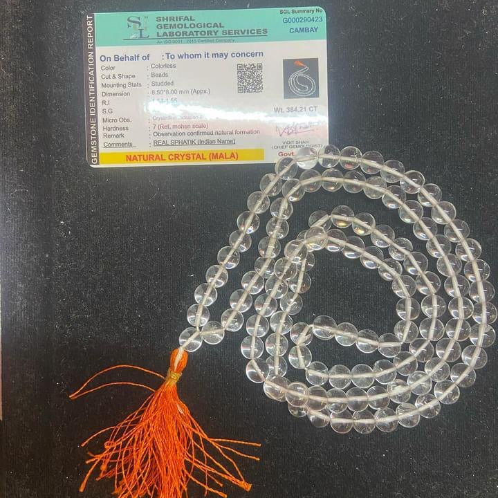 6 mm Sphatik Mala Clear Quartz Mala