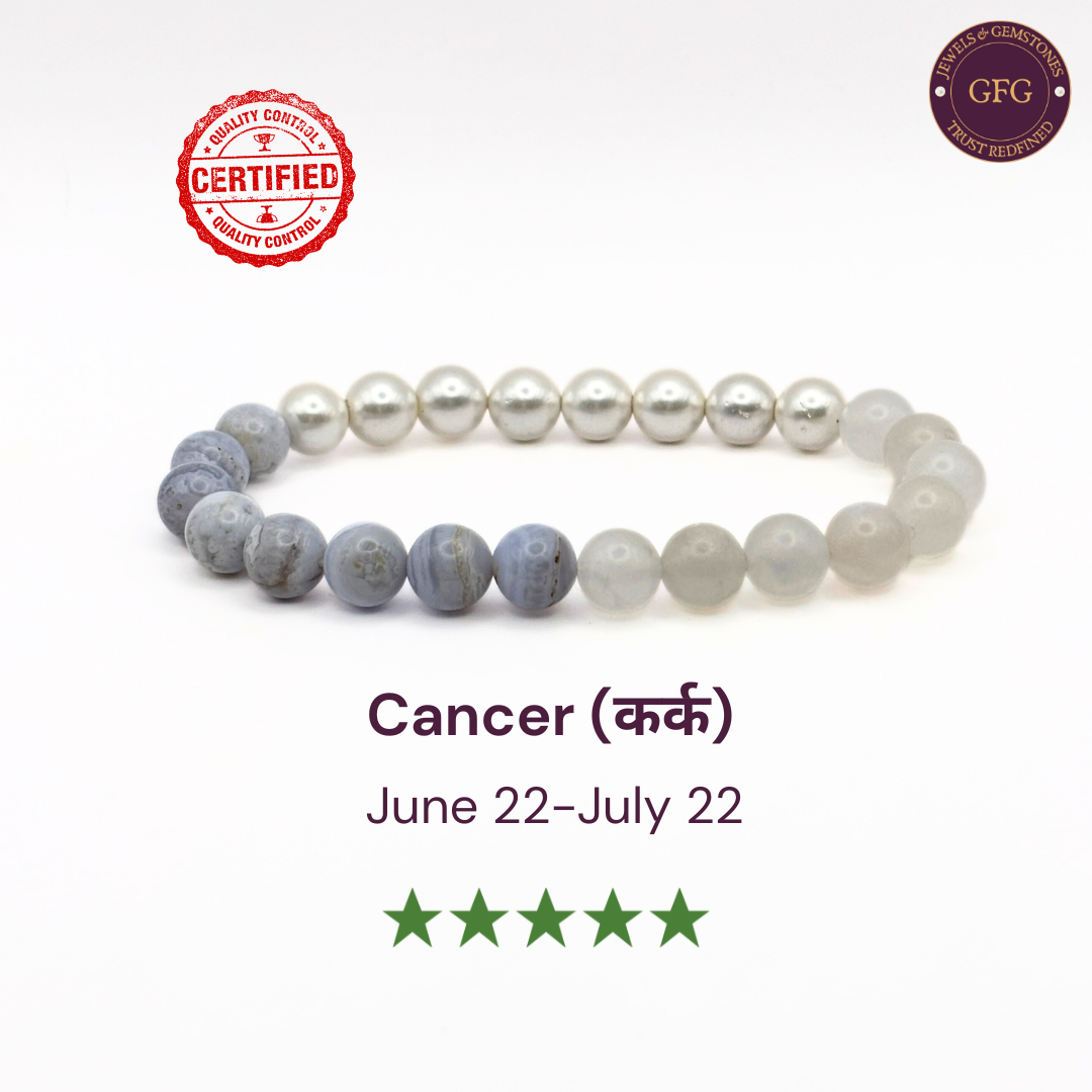 Kark Rashi Stone Cancer Zodiac Birthstone Crystal Bracelet- Mm