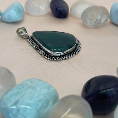 Convex Triangle Green Aventurine Pendant