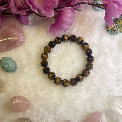 Confidence and Evil Eye Protection Bracelet - Tiger Eye Bracelet - 10 mm