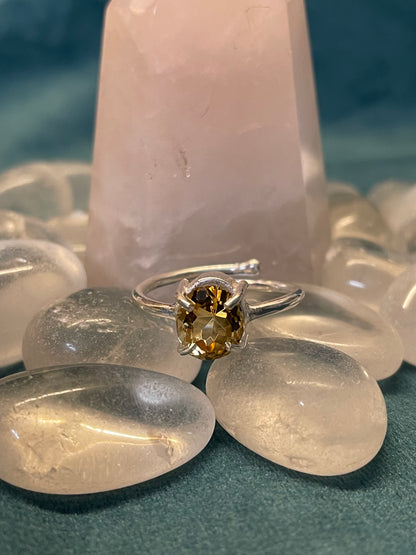 Citrine/ Sunela German Silver Ring-Small stone