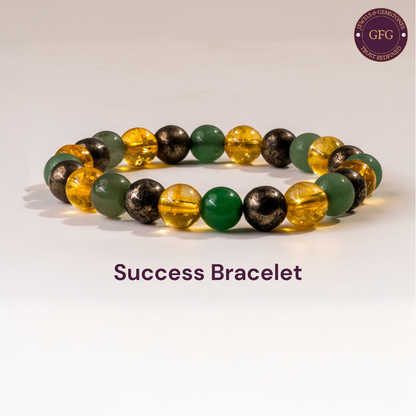 Success Attraction Bracelet - Pyrite, Green Aventurine & Citrine Crystals -  8mm