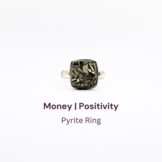 Pyrite Ring Original Natural Square Plain Adjustable