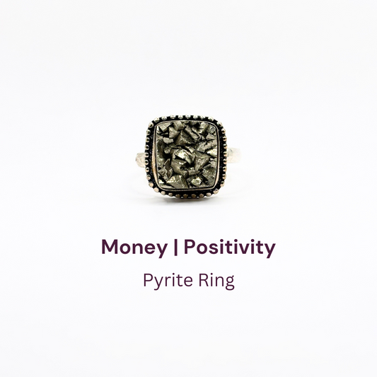 Pyrite Ring Original Natural Square Dotted Adjustable