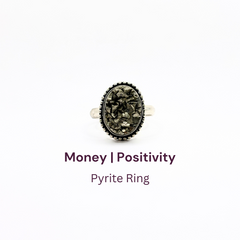 Pyrite Ring Original Natural Oval Dotted Adjustable