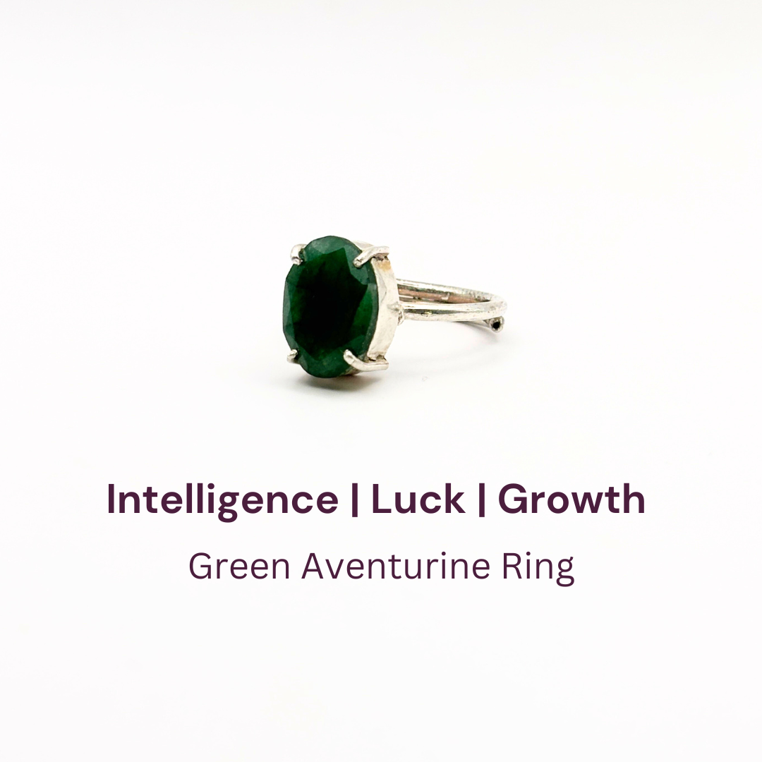 Green Aventurine German Silver Ring
