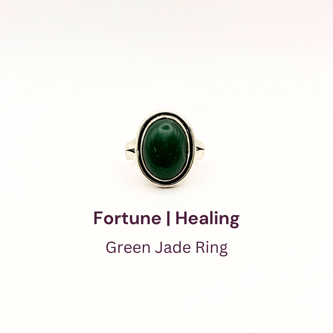 Green Jade German Silver Ring