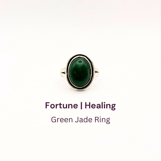 Green Jade German Silver Ring