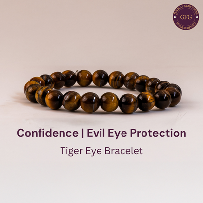 Confidence and Evil Eye Protection Bracelet - Tiger Eye Bracelet - 8mm