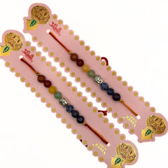 Seven Chakra Crystal Rakhi | Roli Chawal & Sweet | Pack of 2