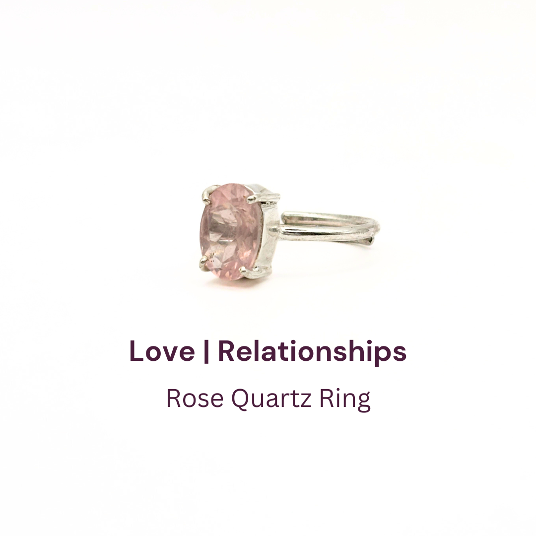 Minimalist Rose Quartz German Silver Ring