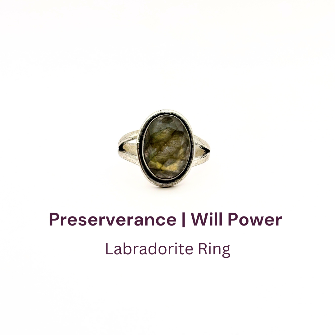 Adjustable Labradorite Ring Round - Lab Certified