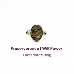 Adjustable Labradorite Ring Round - Lab Certified