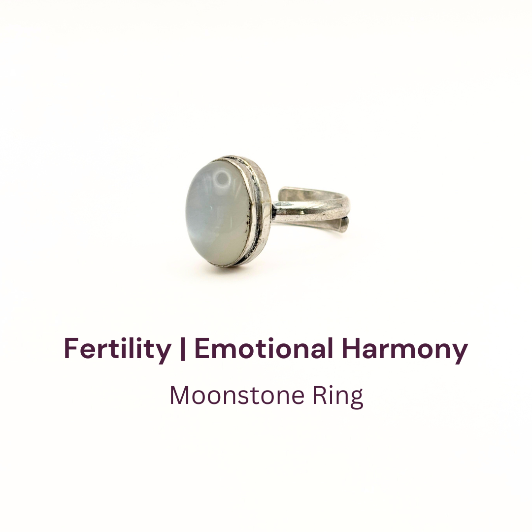 Moonstone Round Plain Border Ring