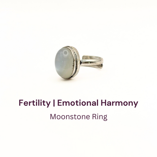 Moonstone Round Plain Border Ring