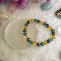 Success Bracelet - Pyrite, Green Aventurine & Citrine Crystals -  8mm