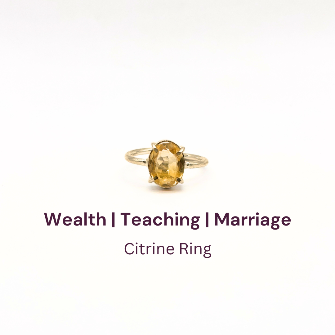 Citrine  German Silver Ring Natural Original Small stone Adjustable