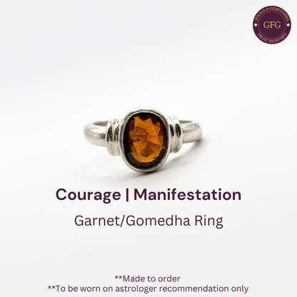 5 Carat Natural African Gomed/Garnet/Hessonite Pure Silver Ring-Customised