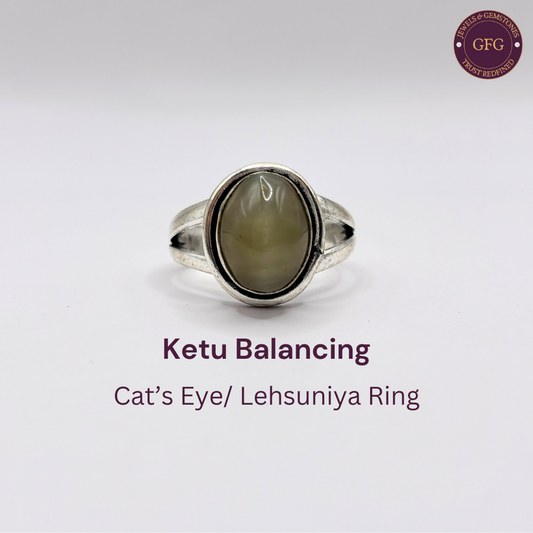 Cat’s eye / Lehsunia German Silver Ring Adjustable