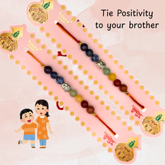 Seven Chakra Crystal Rakhi | Roli Chawal & Sweet | Pack of 2