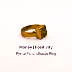 Pyrite Panchdhaatu Ring- Square Plain Band- Lab Tested & Certified
