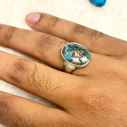 Mystic Irani Firoza Ring (Turquoise) 925 Pure Silver Ring - Natural Stone