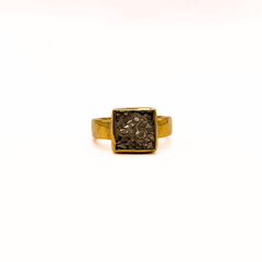Pyrite Panchdhaatu Ring- Square Plain Band- Lab Tested & Certified