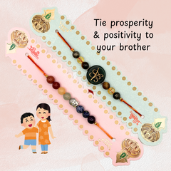 Seven Chakra & ZIbu Money Magnet Round Rakhi | Roli Chawal & Sweet | 2 Rakhis