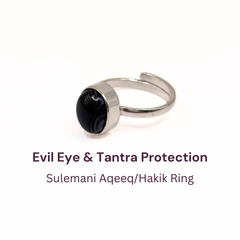 Adjustable Sulemani Aqeeq (Hakik) Small Oval German Silver Ring