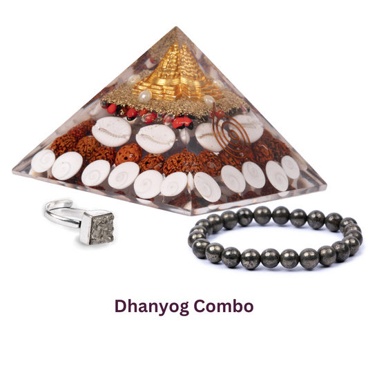Dhanyog Combo- Pyrite Bracelet & Ring with Laxmi Pyramid