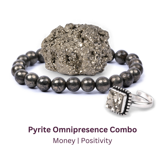 Pyrite Omnipresence Combo- Pyrite Bracelet, Ring & Geode Combo
