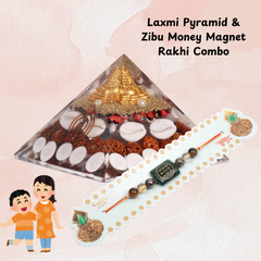 Raksha Bandhan Gift for Brother- Laxmi Yog Combo | Rectangle Zibu Rakhi| Roli Chawal & Sweet