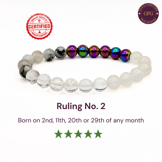 Ruling No. 2 Birthstone Crystal Bracelet- Healing Bracelet- Numerology Bracelet- 8 mm