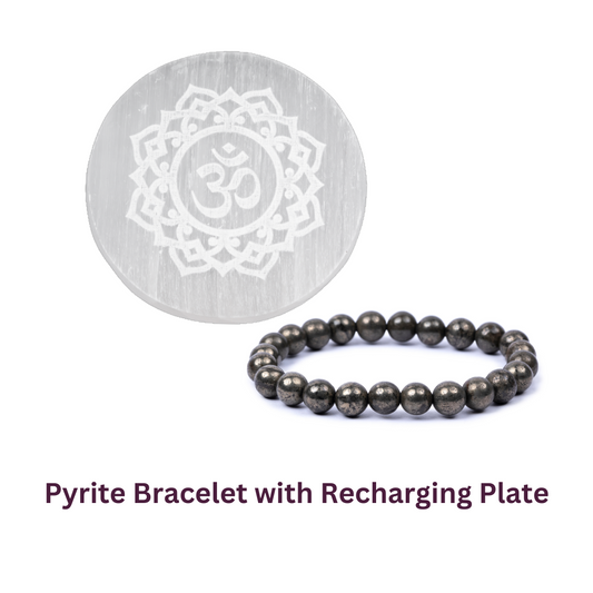 Pyrite Bracelet with Recharging Plate