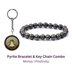 Pyrite Bracelet & Key Chain Combo