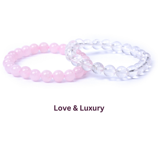 Love & Luxury Combo- Rose quartz & Clear quartz Combo