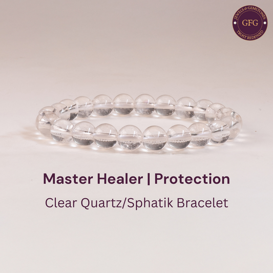 Master Healer & Focus Bracelet - Original Premium Clear Quartz Bracelet - Sphatik - 8mm