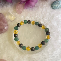 Success Bracelet - Pyrite, Green Aventurine & Citrine Crystals -  8mm