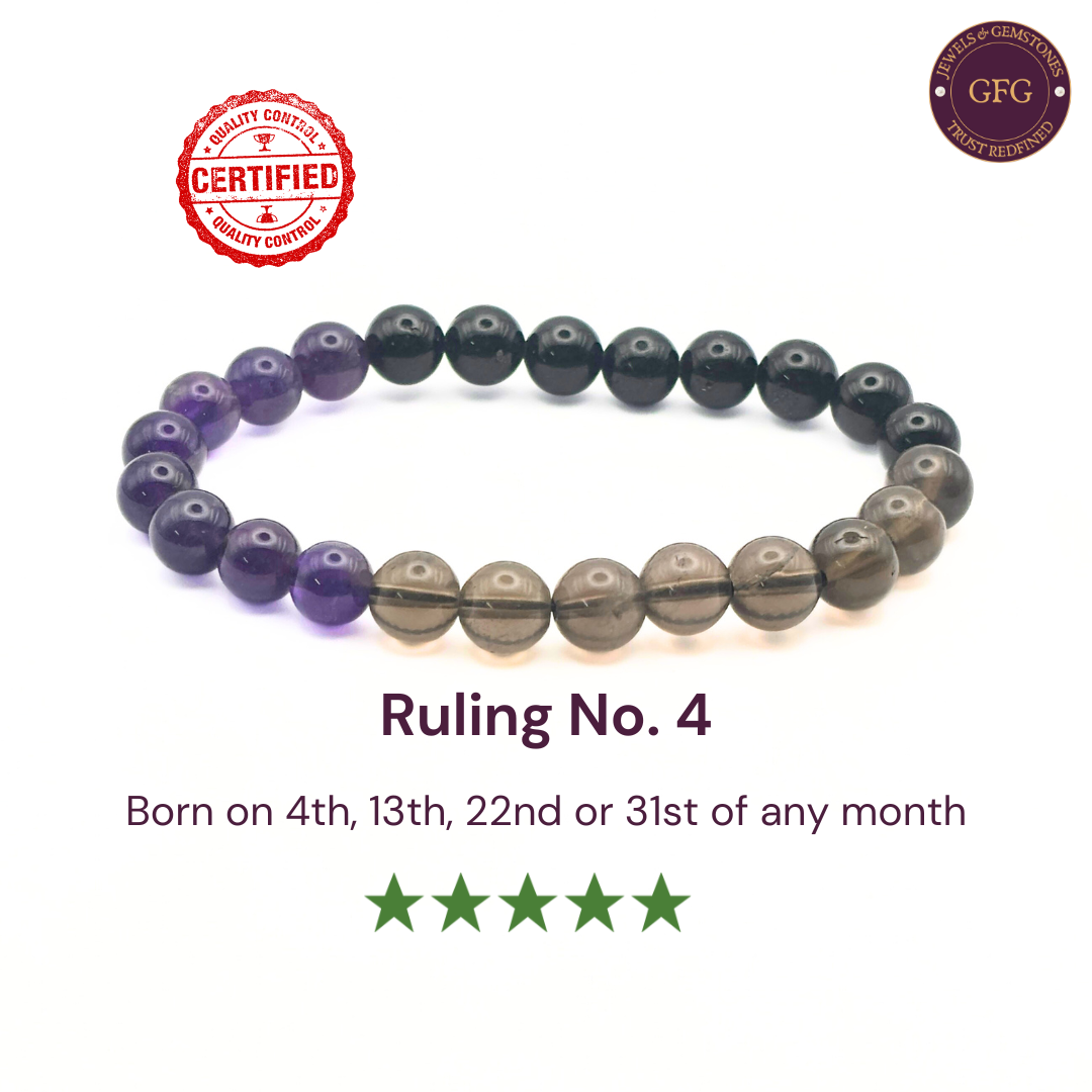 Ruling No. 4 Birthstone Crystal Bracelet- Healing Bracelet- Numerology Bracelet- 8 mm