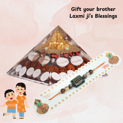 Raksha Bandhan Gift for Brother- Laxmi Yog Combo | Rectangle Zibu Rakhi| Roli Chawal & Sweet