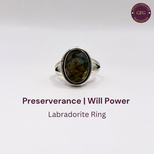 Adjustable Labradorite Ring Round - Lab Certified