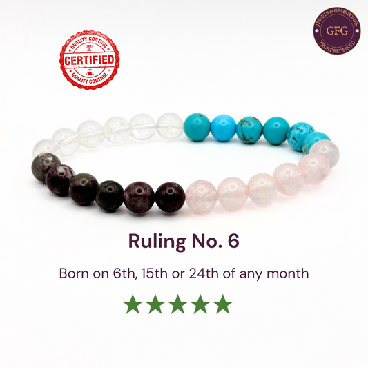 Ruling No. 6 Birthstone Crystal Bracelet- Healing Bracelet- Numerology Bracelet- 8 mm