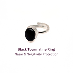 Oval Black Tourmaline German Silver Ring