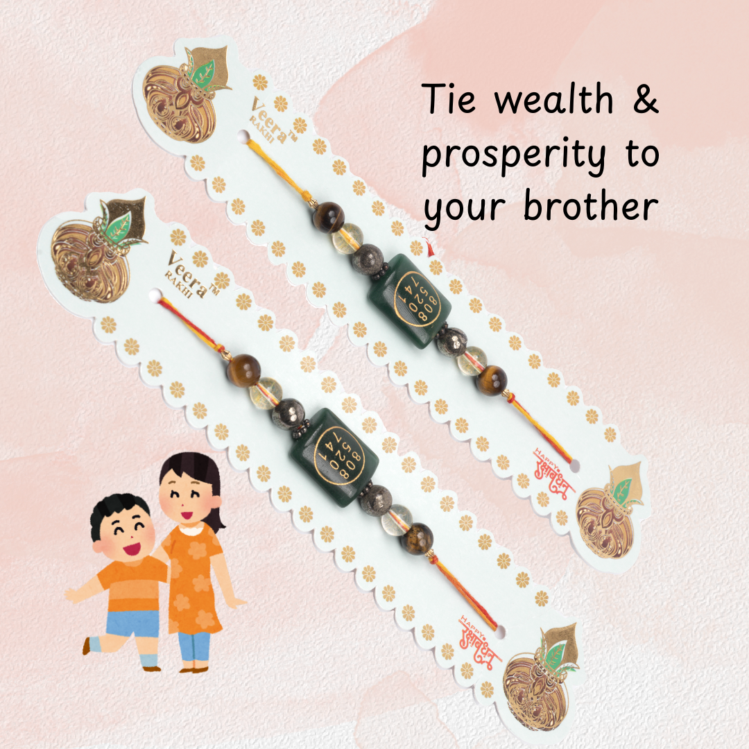 Money Magnet Zibu Rakhi | Roli Chawal & Sweet | Pack of 2