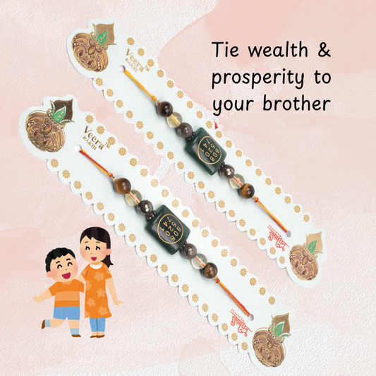 Money Magnet Zibu Rakhi | Roli Chawal & Sweet | Pack of 2