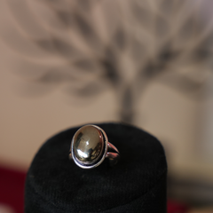Pyrite Ring Original Natural Oval Polished Adjustable