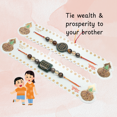 Money Magnet Zibu Symbol Rakhi Combo | Roli Chawal & Sweet | 2 Rakhis